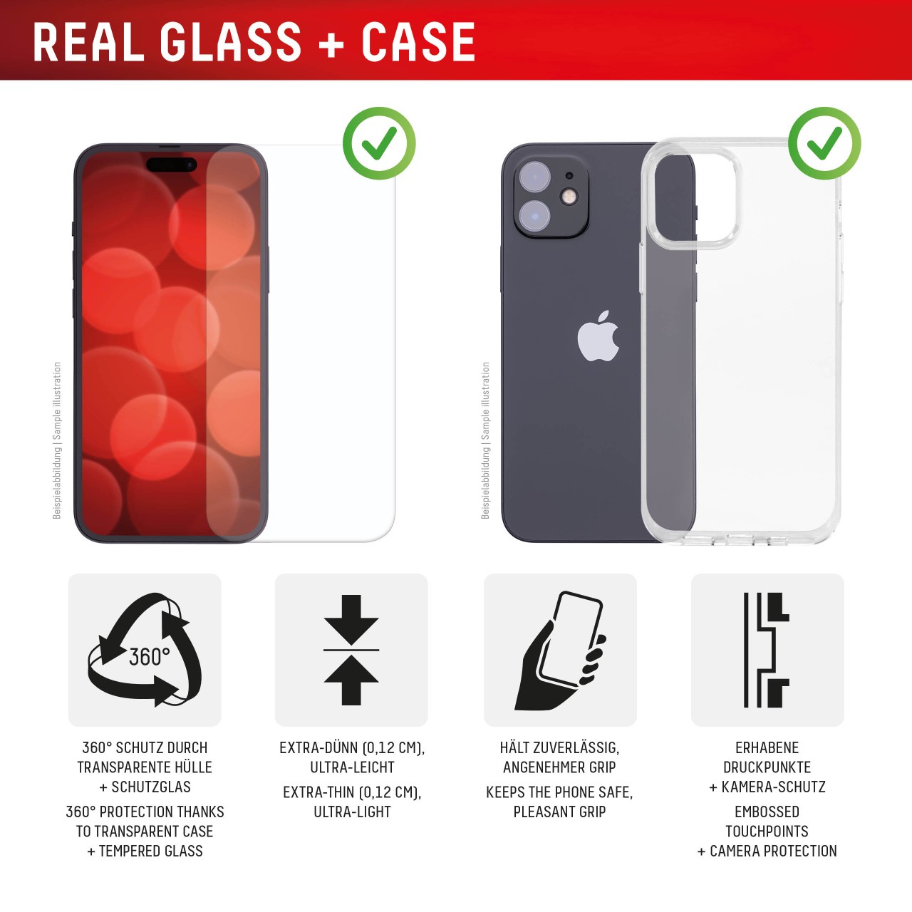 iPhone 16 Panzerglas + Schutzhülle