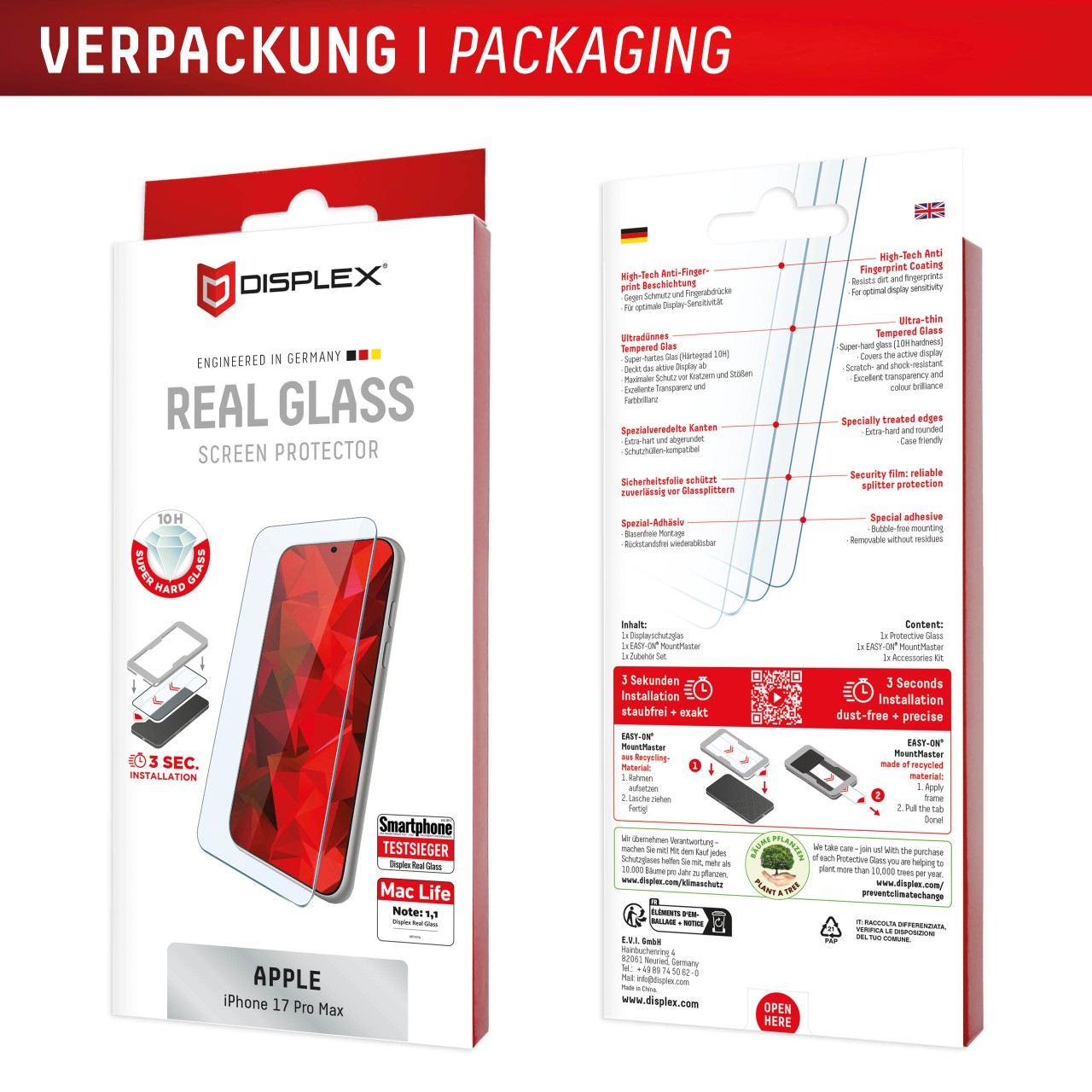 iPhone 17 Pro Max Screen Protector (2D) with Mount Master