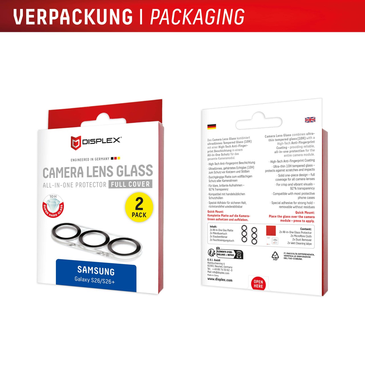 Samsung Galaxy S26/S26+ All-in-one Kamera Schutzglas, 2 Stück