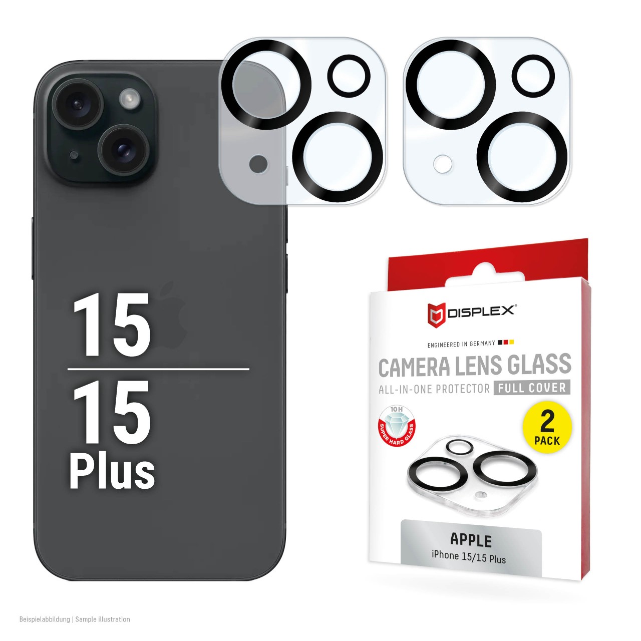iPhone 15/15 Plus All-in-one camera screen protector, 2 pieces