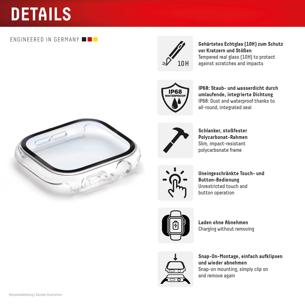 Apple Watch 10 (46mm) Premium Full Body tempered glass, transparent