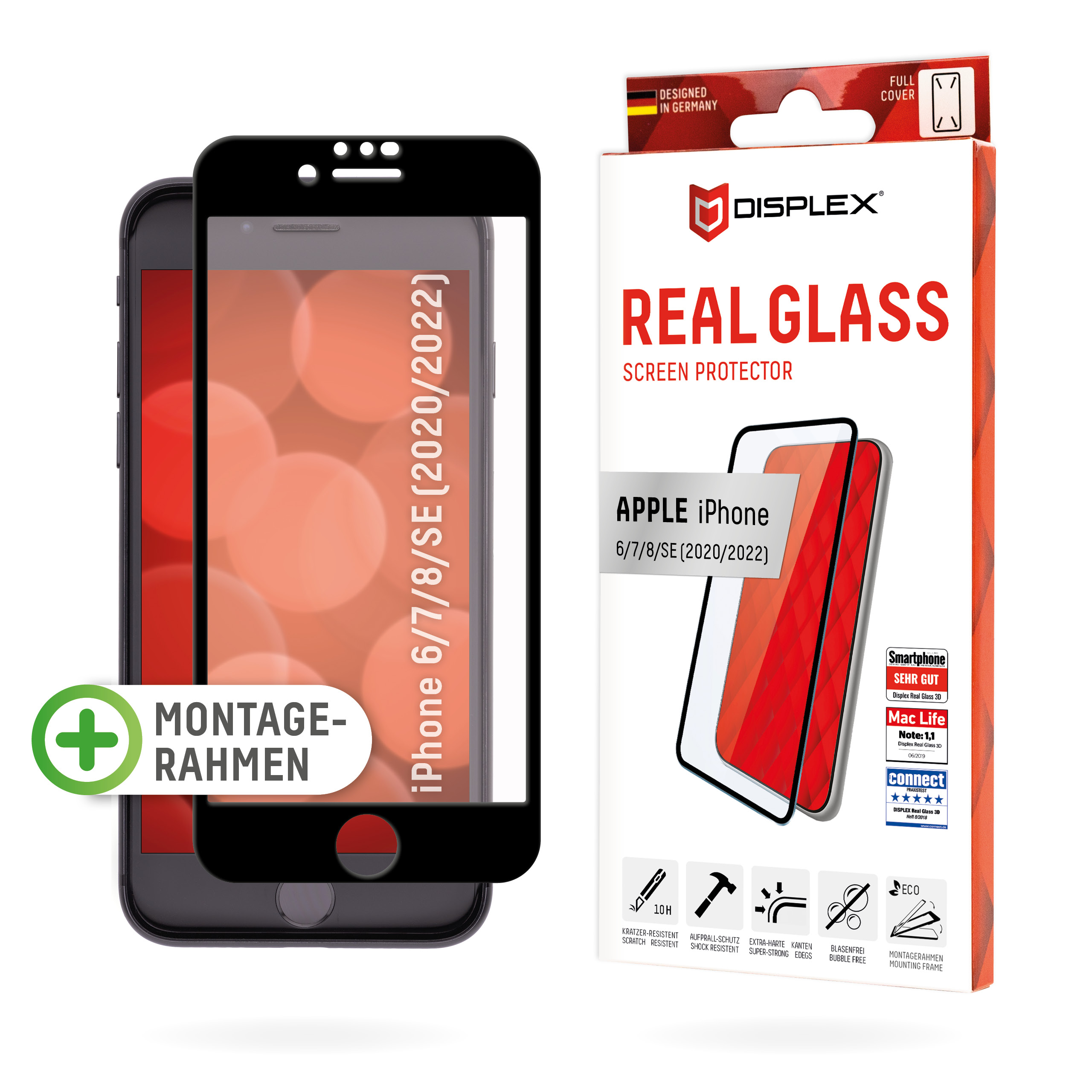3D FULL COVER für iPhone X 8 7 6S 6 Schutzglas 9H Premium gehärtetes GLASS 