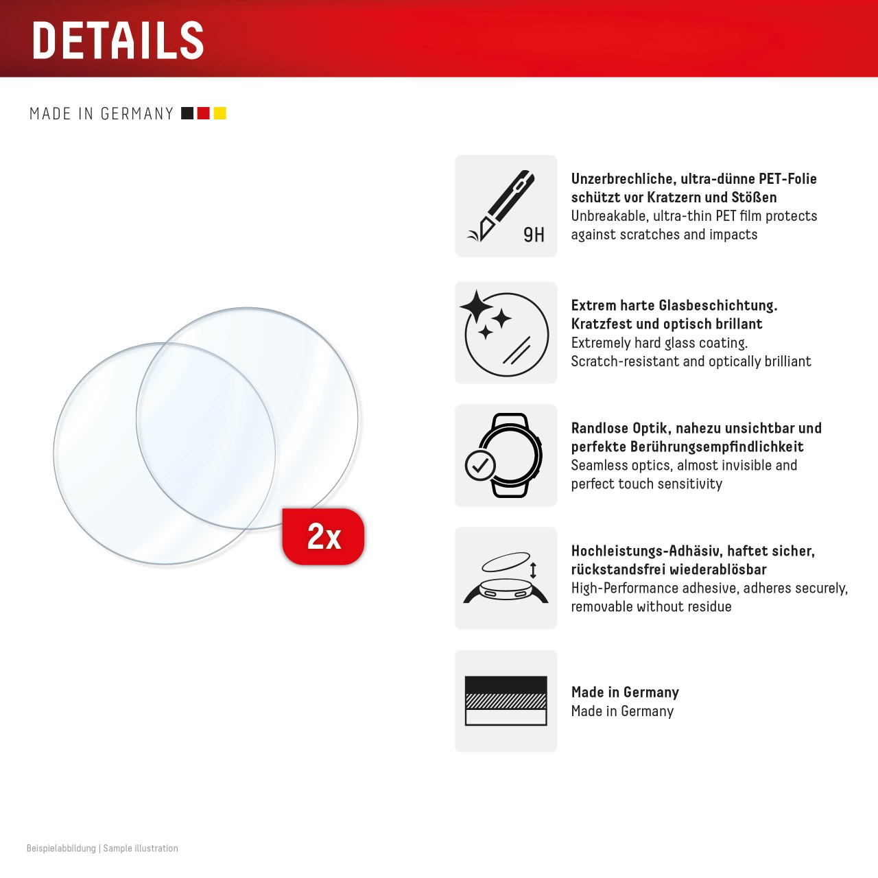 Samsung Galaxy Watch 6 Classic (47mm) Tempered Film, 2-Pack