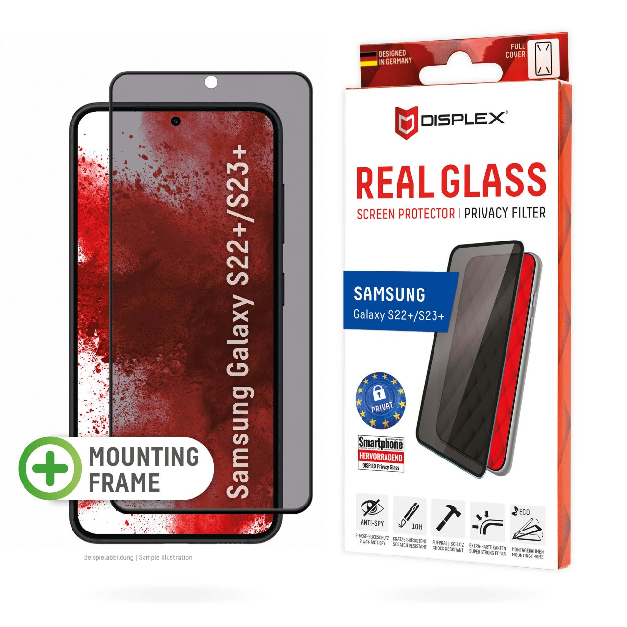 Samsung Galaxy S22+/S23+ Privacy Schutzglas