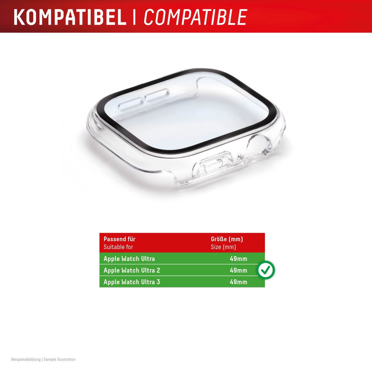 Apple Watch Ultra 3/Ultra 2/Ultra (49mm) Premium Full Body tempered glass, transparent