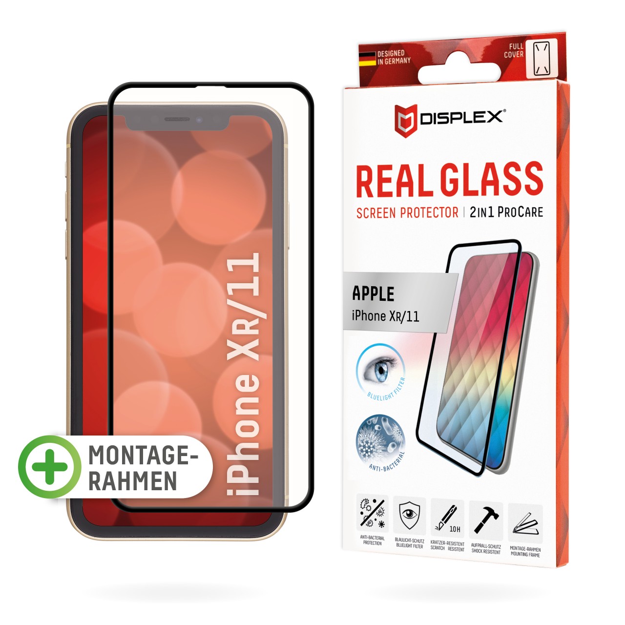 iPhone XR/11 2in1 Schutzglas (antibakteriell/ Bluelight)