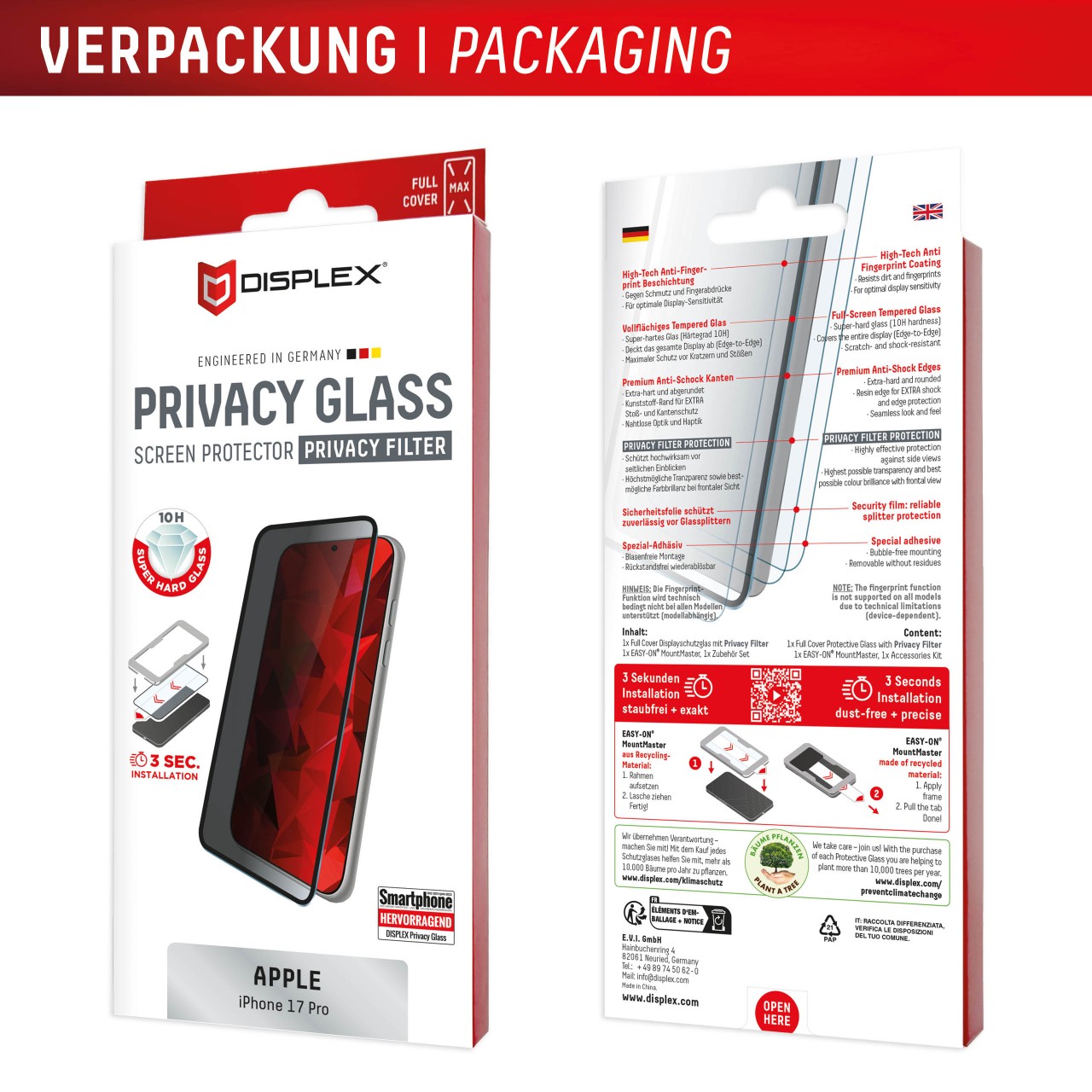 iPhone 17 Pro Privacy Screen Protector with Mount Master