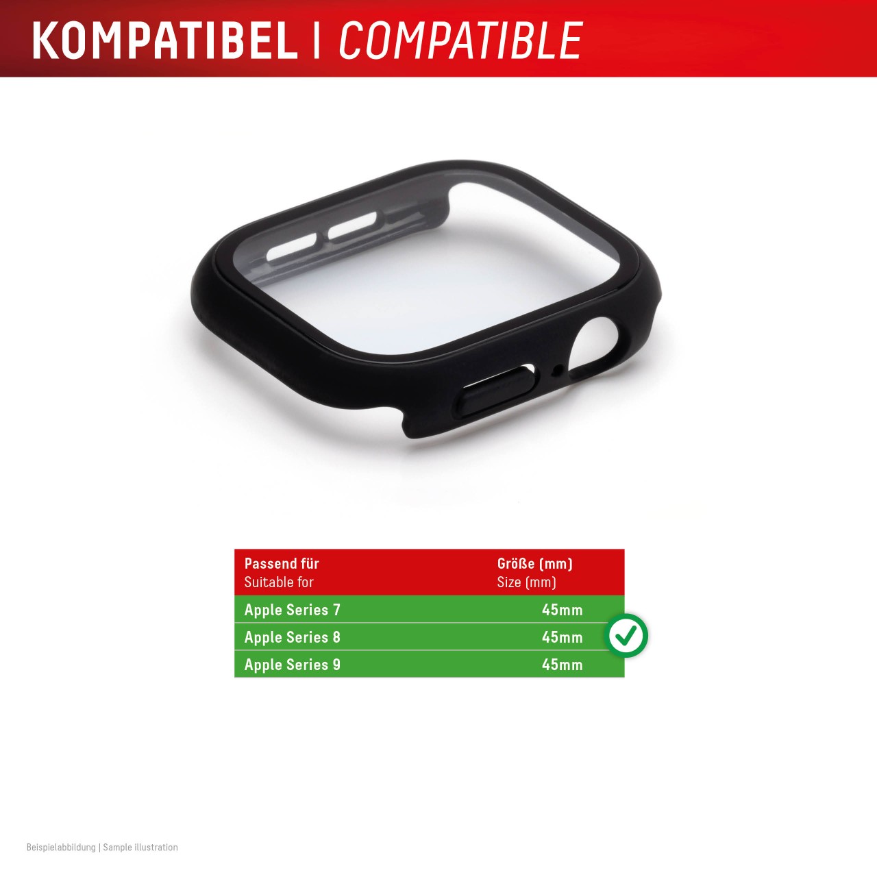 Apple Watch 9/8/7 (45mm) Premium Full Body tempered glass, black frosted
