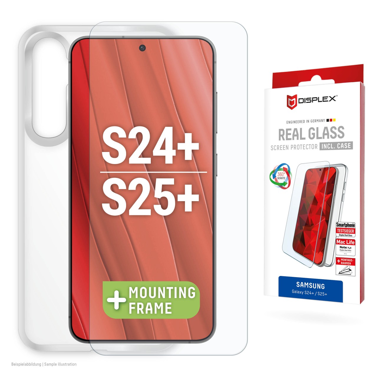 Samsung Galaxy S24+/S25+ 2D Schutzglas + Schutzhülle