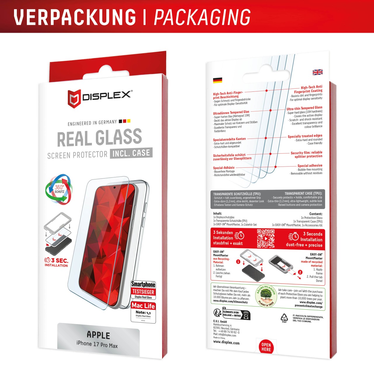 Apple iPhone 17 Pro Max Screen Protector + Case with MountMaster