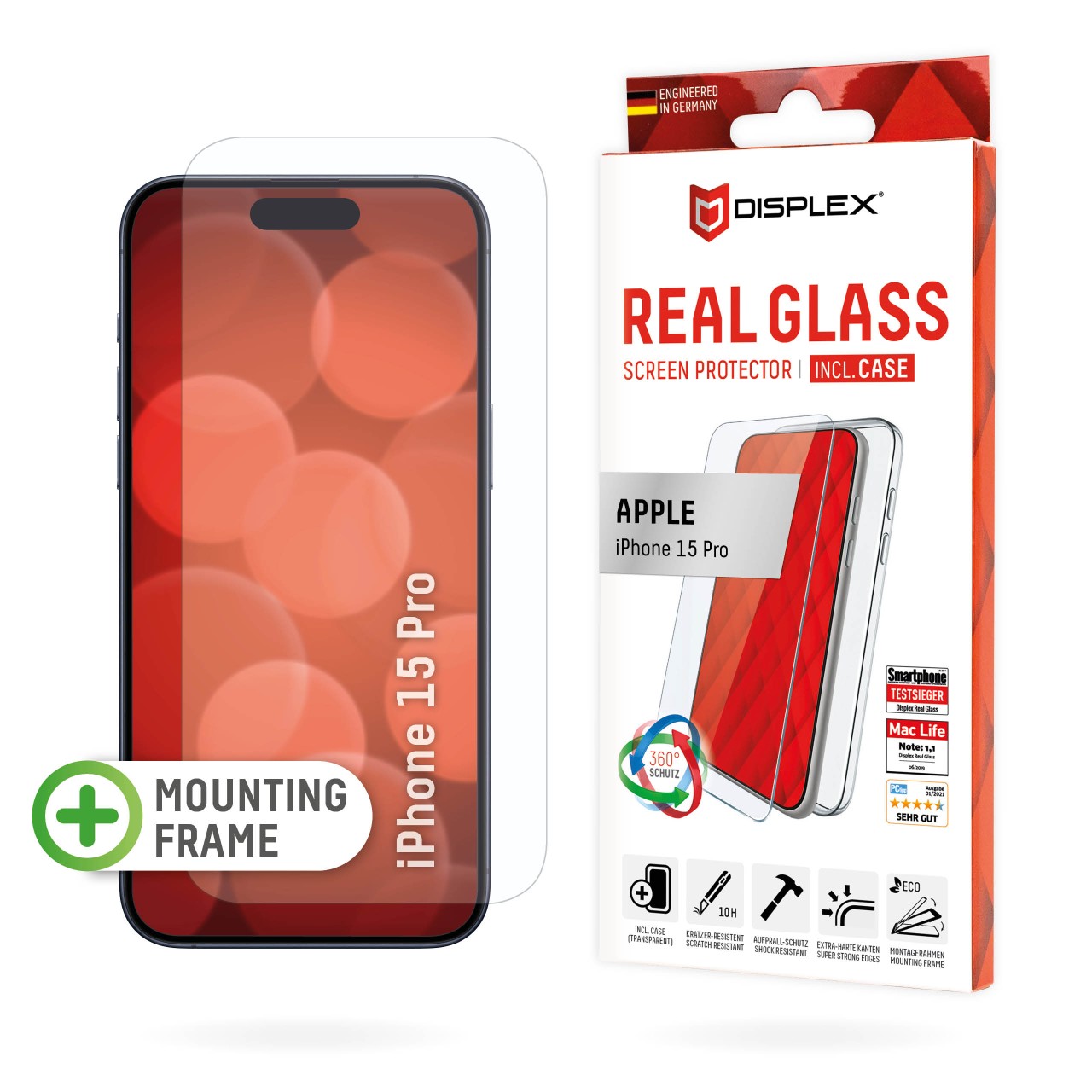 iPhone 15 Pro Screen Protector (2D) + Case