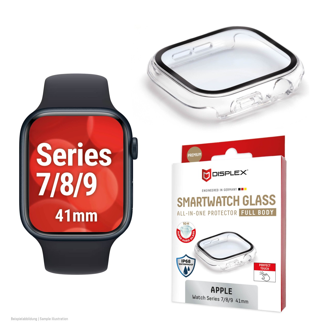 Apple Watch 9/8/7 (41mm) Premium Full Body tempered glass, transparent