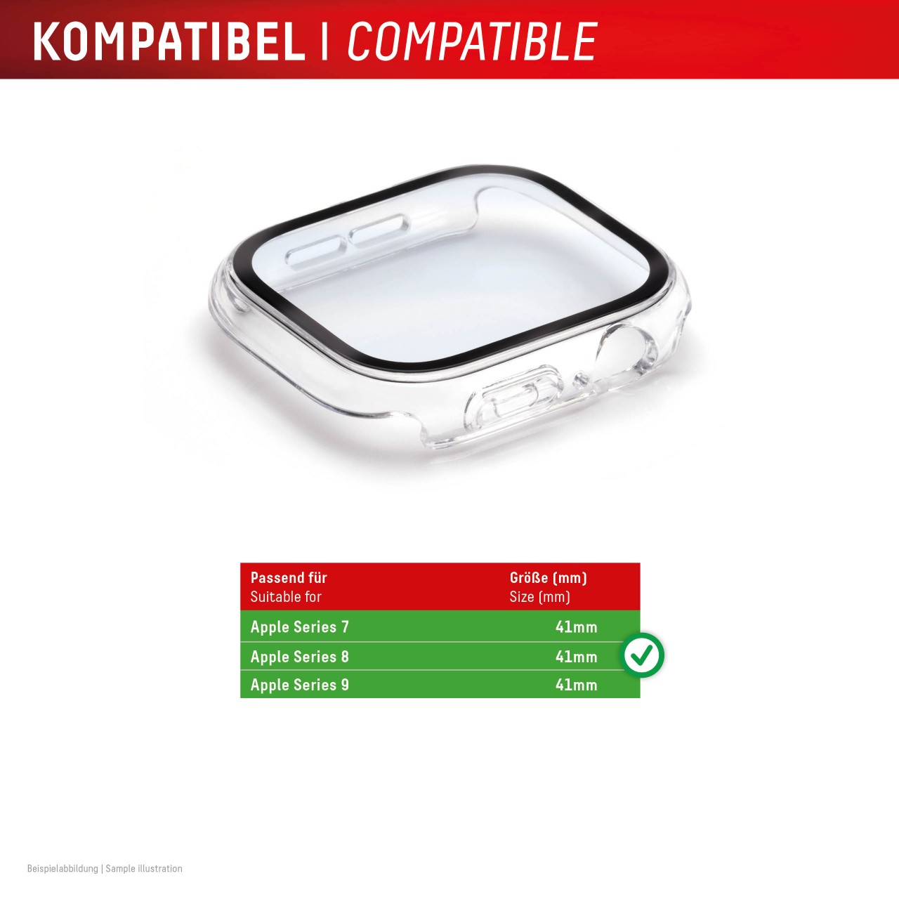 Apple Watch 9/8/7 (41mm) Premium Full Body tempered glass, transparent