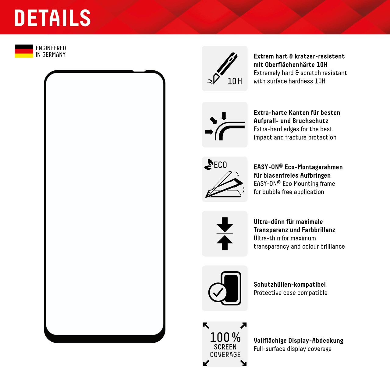 Real Glass for Samsung Galaxy A30/A30s/A50/A50s (6,4"), Full Cover