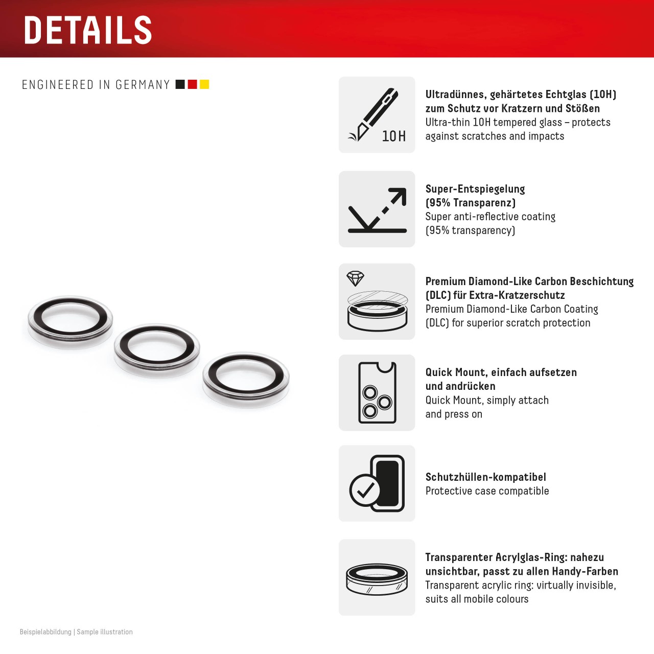 Samsung Galaxy S25+ Premium camera protection single rings
