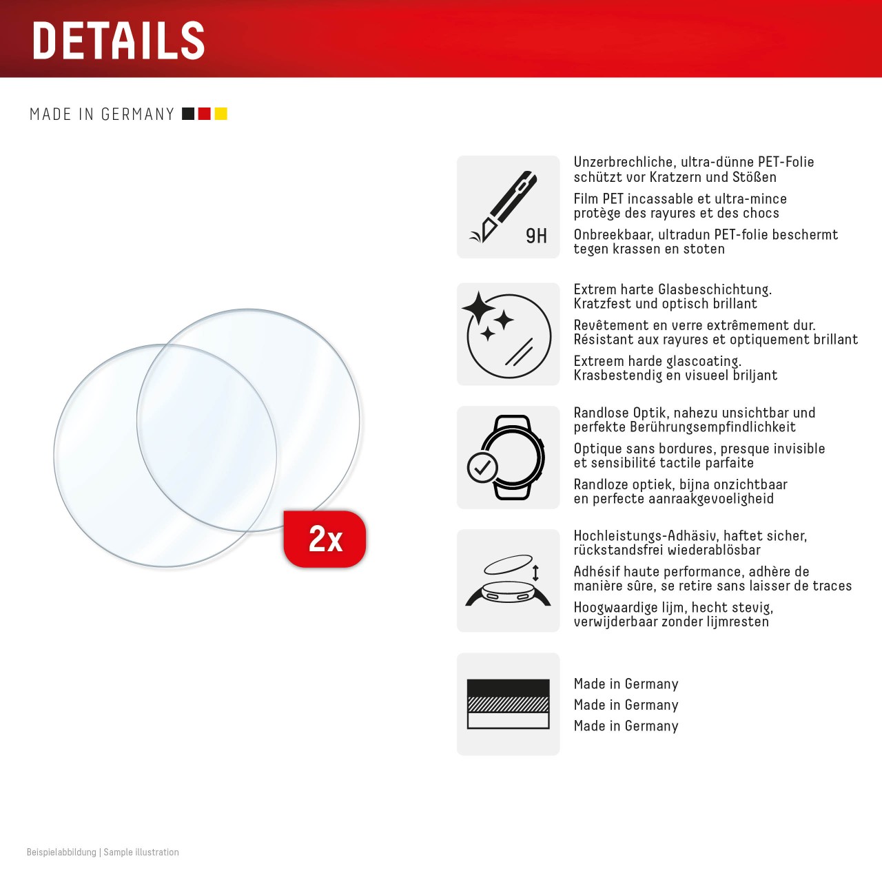 Samsung Galaxy Watch 8 (40mm) Schutzfolie, 2 Stück