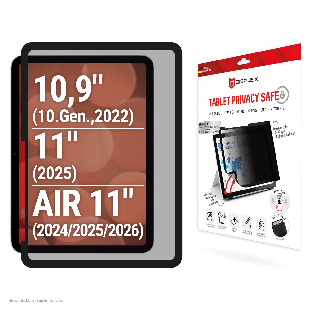 iPad 10,9"(10. Gen) / iPad 11" (2025) / iPad Air 11"(2024/2025) TABLET PRIVACY SAFE Blickschutzfilte