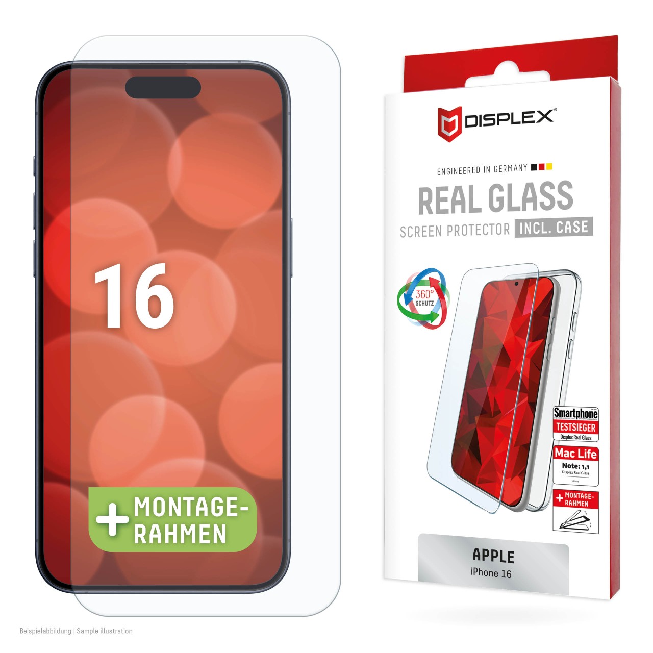 iPhone 16 Panzerglas + Schutzhülle