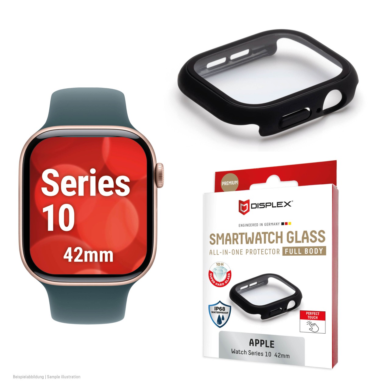 Apple Watch 10 (42mm) Premium Full Body tempered glass, black frosted