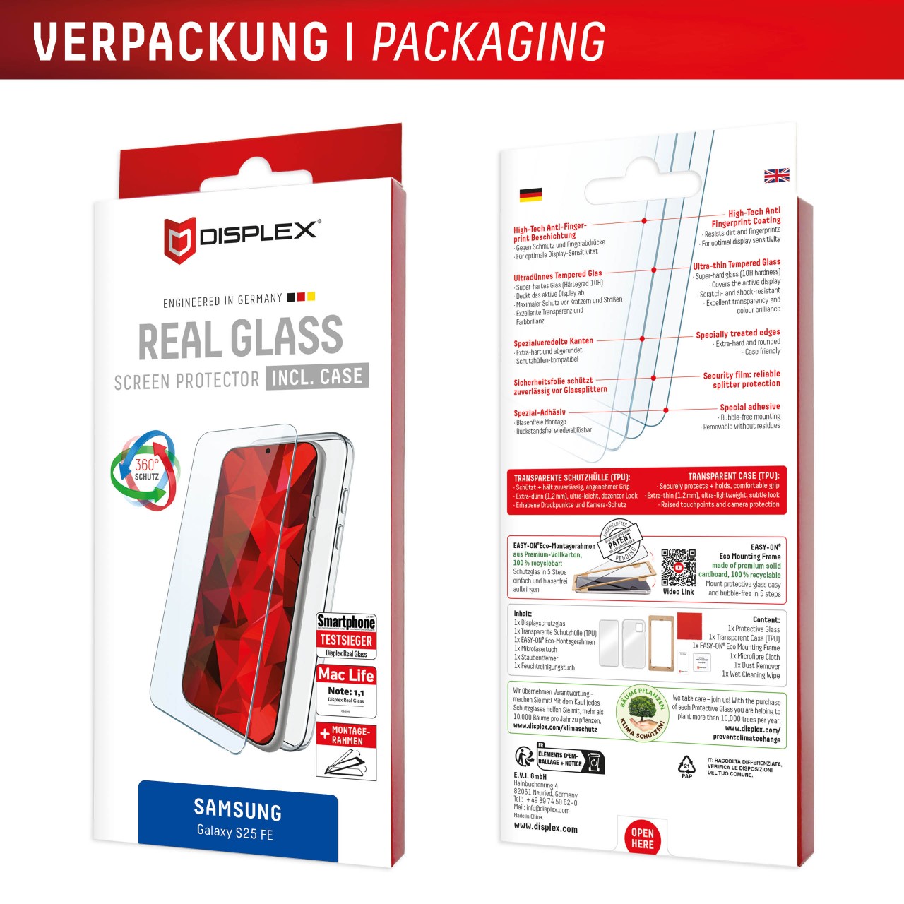 Samsung Galaxy S25 FE Screen Protector + Case