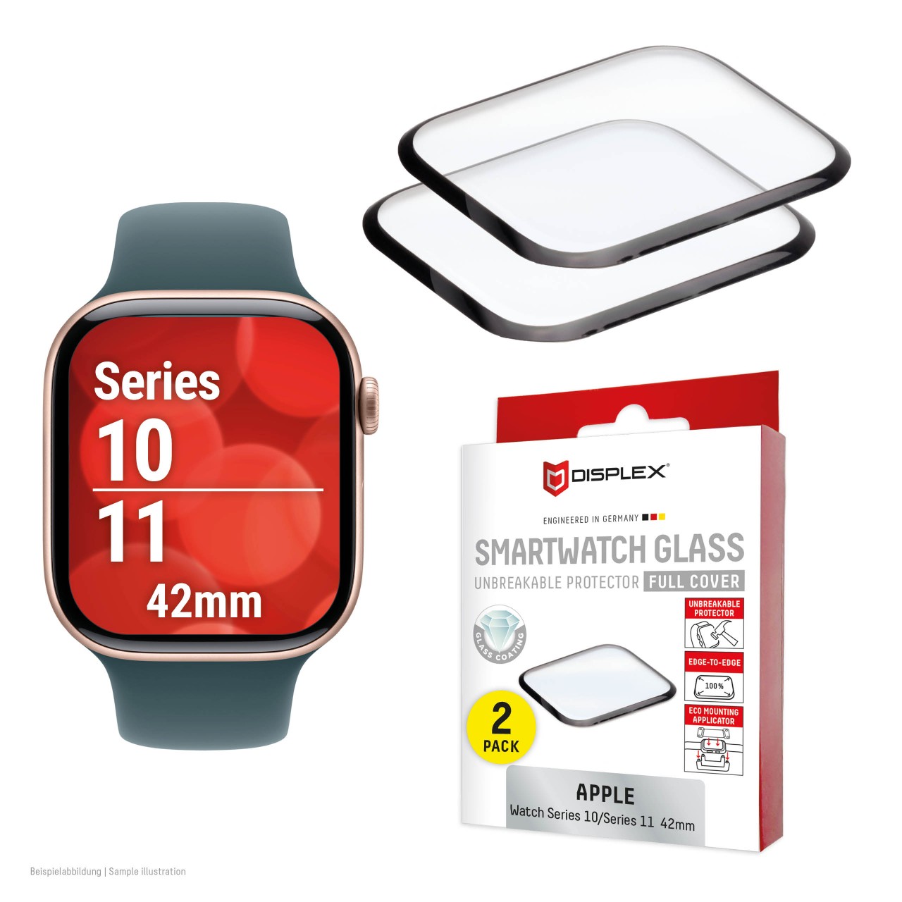 Apple Watch 11/10 (42mm) Full Cover tempered glass, 2-Pack