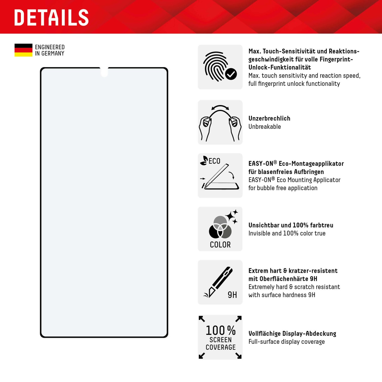 Samsung Galaxy S23 Ultra PRO-TOUCH GLASS ECO Full Cover Schutzglas