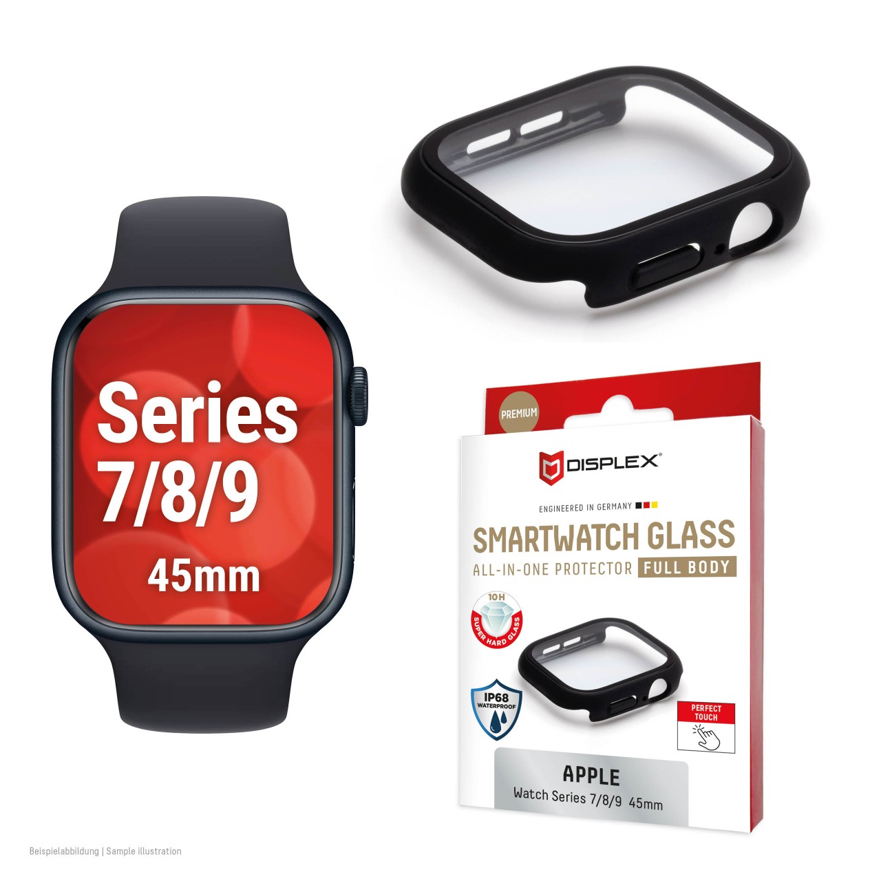 Apple Watch 9/8/7 (45mm) Premium Full Body tempered glass, black frosted