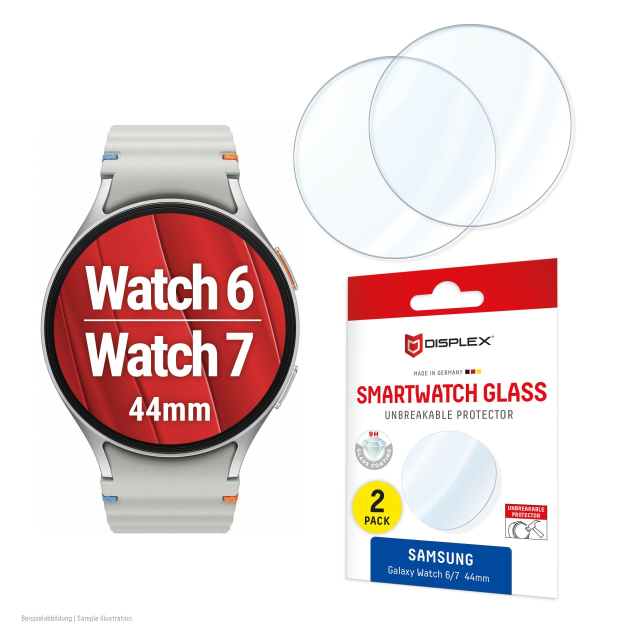 Samsung Galaxy Watch 7/6 (44mm) Tempered Film, 2-Pack