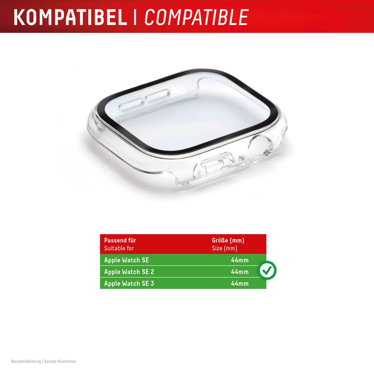 Apple Watch SE3/SE2/SE (44mm) Premium Full Body tempered glass, transparent