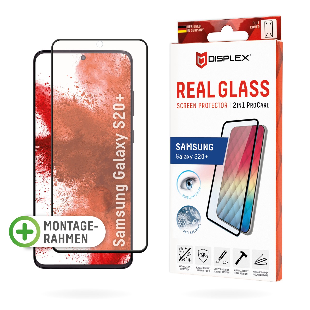Galaxy S20+ 2in1 Schutzglas (antibakteriell/ Bluelight)