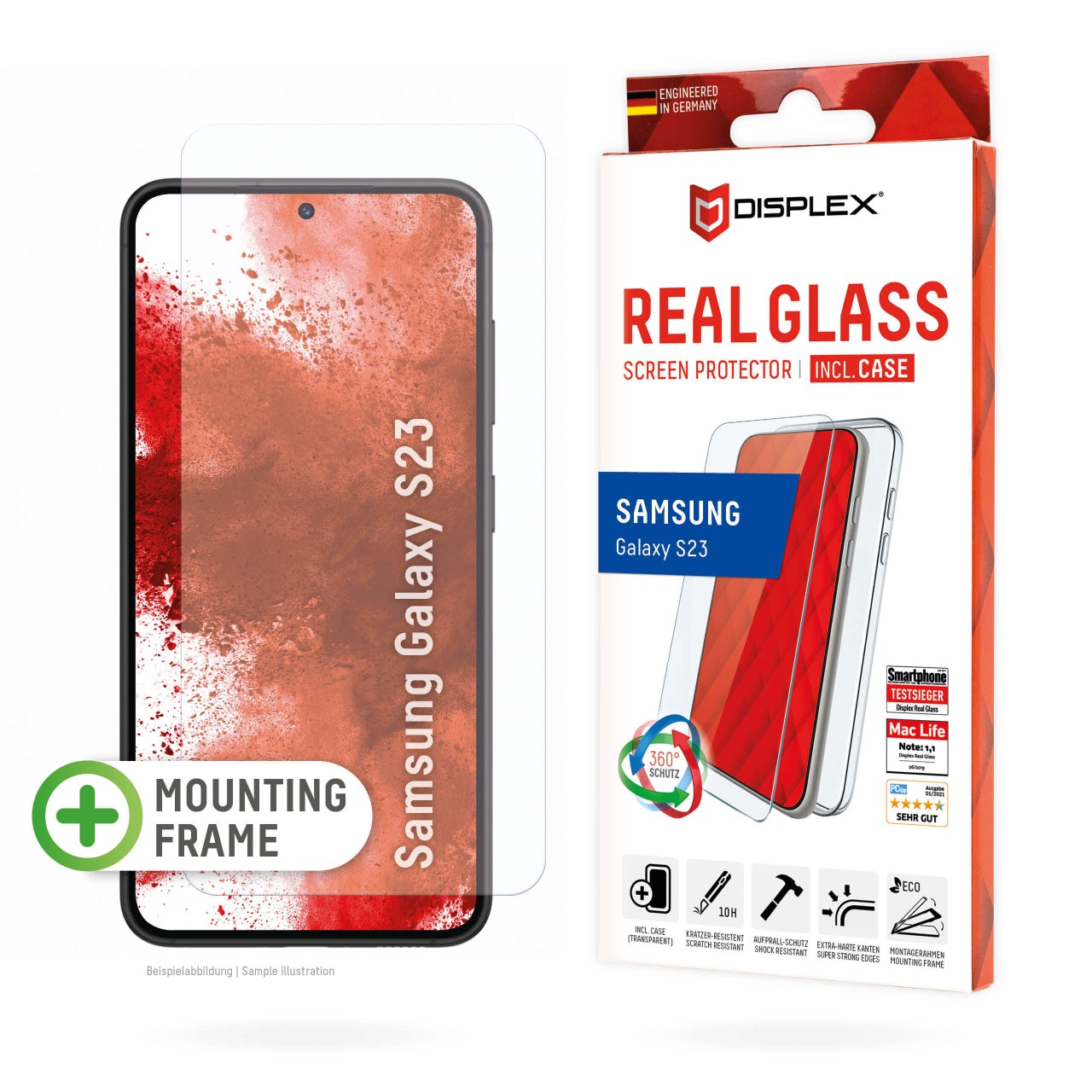 DISPLEX® Glas + Case für Samsung Galaxy S22/S23