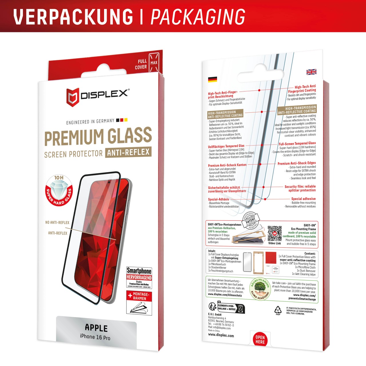 iPhone 16 Pro Premium Anti-Reflex Panzerglas (super-entspiegelt)