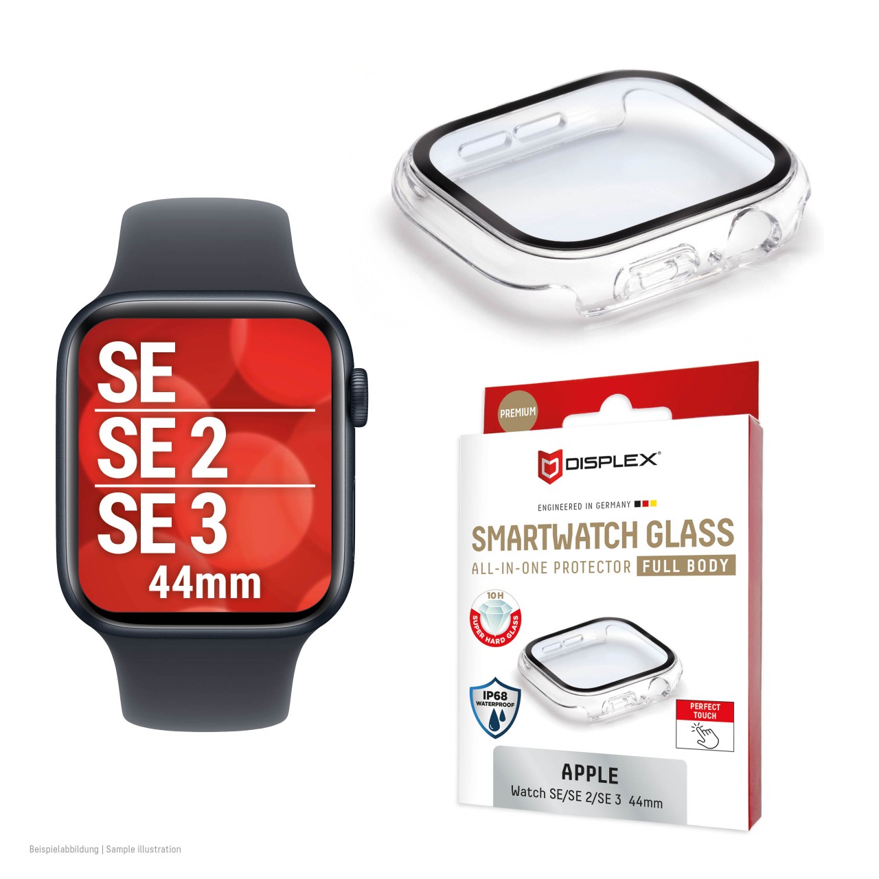 Apple Watch SE3/SE2/SE (44mm) Premium Full Body tempered glass, transparent