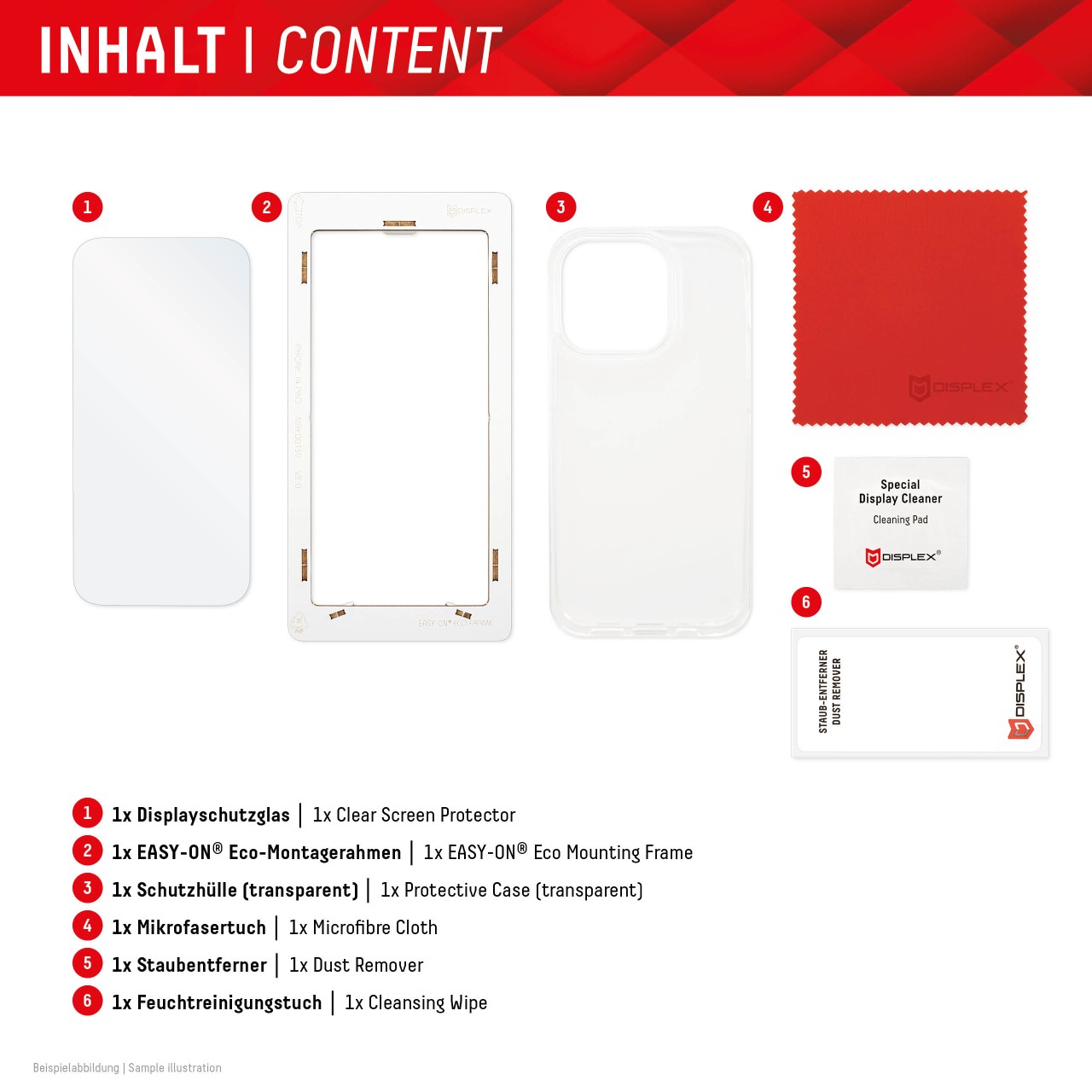 iPhone 15 2D Schutzglas + Case
