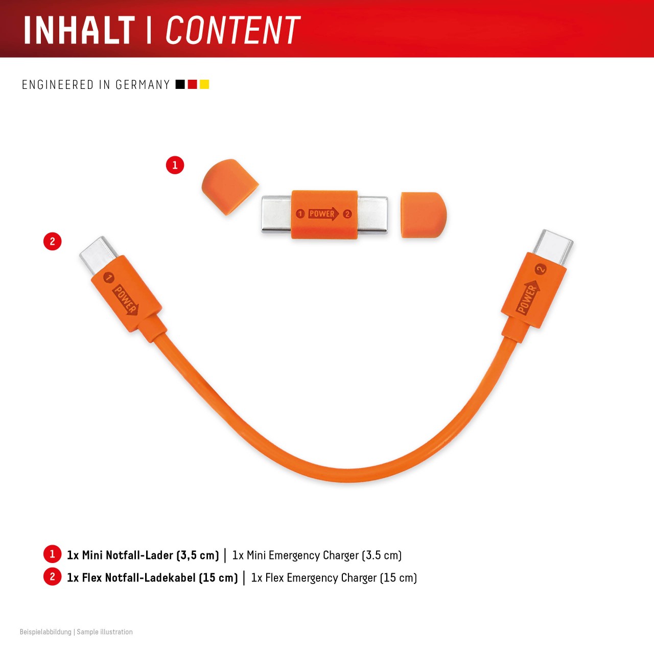 DISPLEX Phone-to-Phone Notfall-Lader, USB-C auf USB-C, kompaktes 2er Set